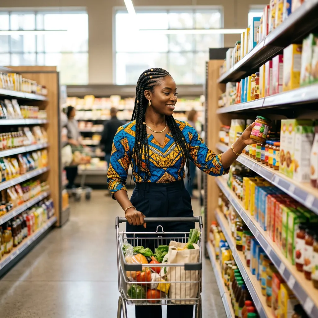 Shopper picking groceries at a supermarket